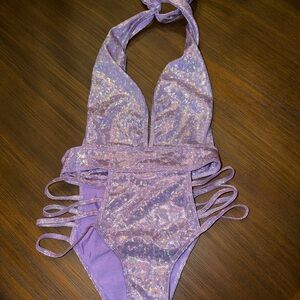 Sparkly Purple One-Piece Bodysuit